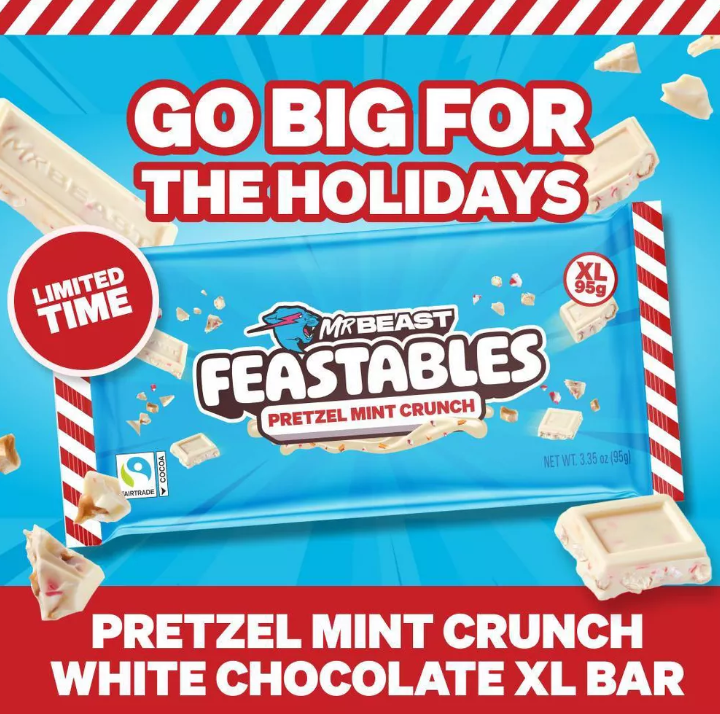 Feastables MrBeast Christmas Feastables Pretzel Mint Crunch XL 95g