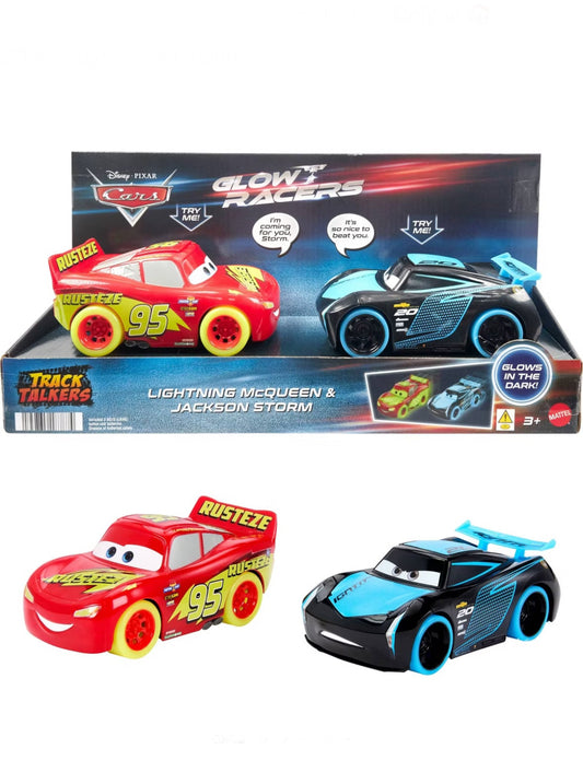 Disney Pixar / Cars Track Talkers Glow Racers Lightning McQueen & Jackson Storm / Carros Parlanchines Brillan en la oscuridad  McQueen & Jackson Storm