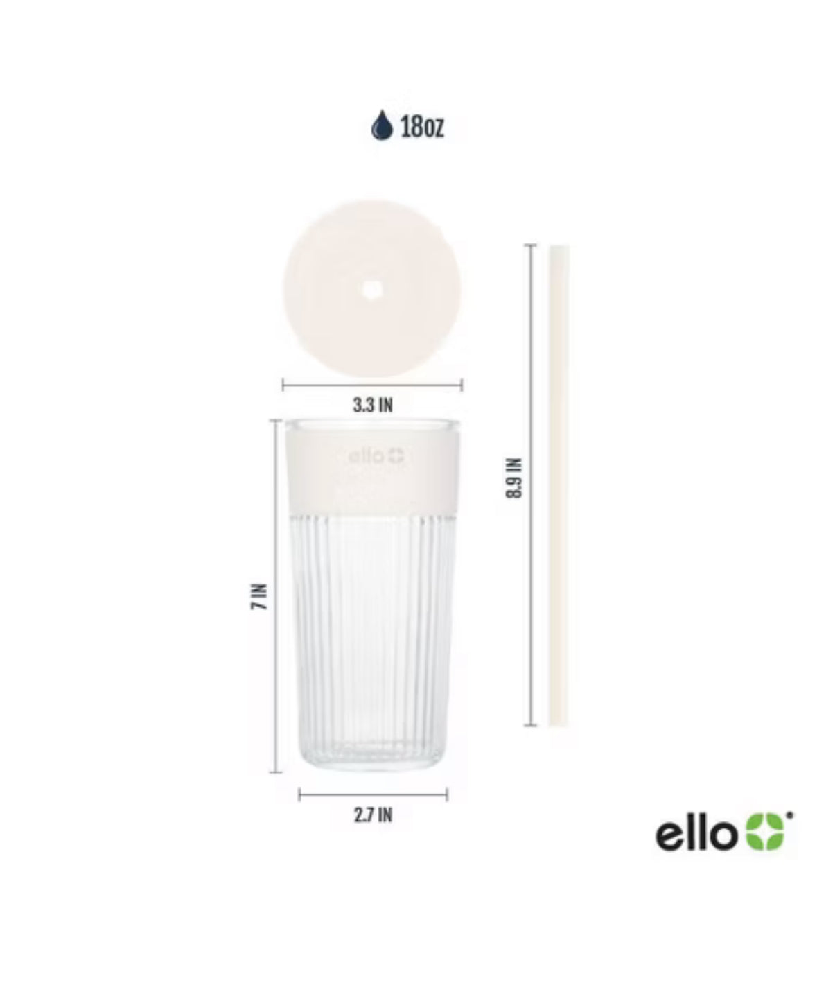 Ello Cream 18oz Straw Tumbler