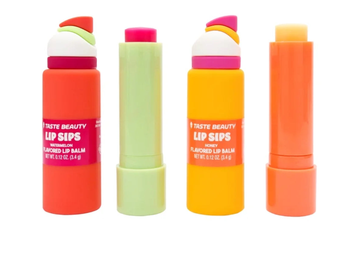 Taste Beauty Lip Sips Lip Balms, Pink and Orange