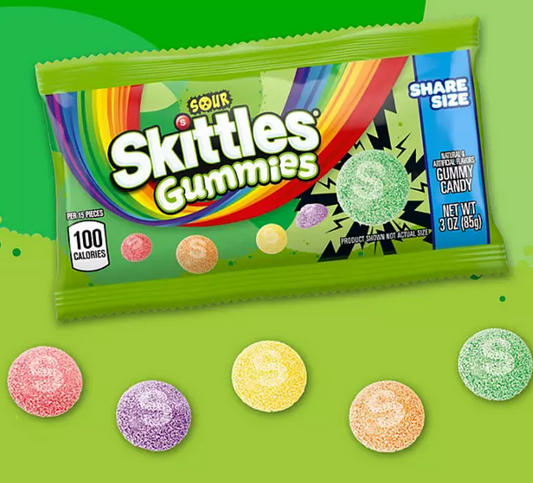Skittles Sour Gummies Candy, Chewy Sour Candies 85g